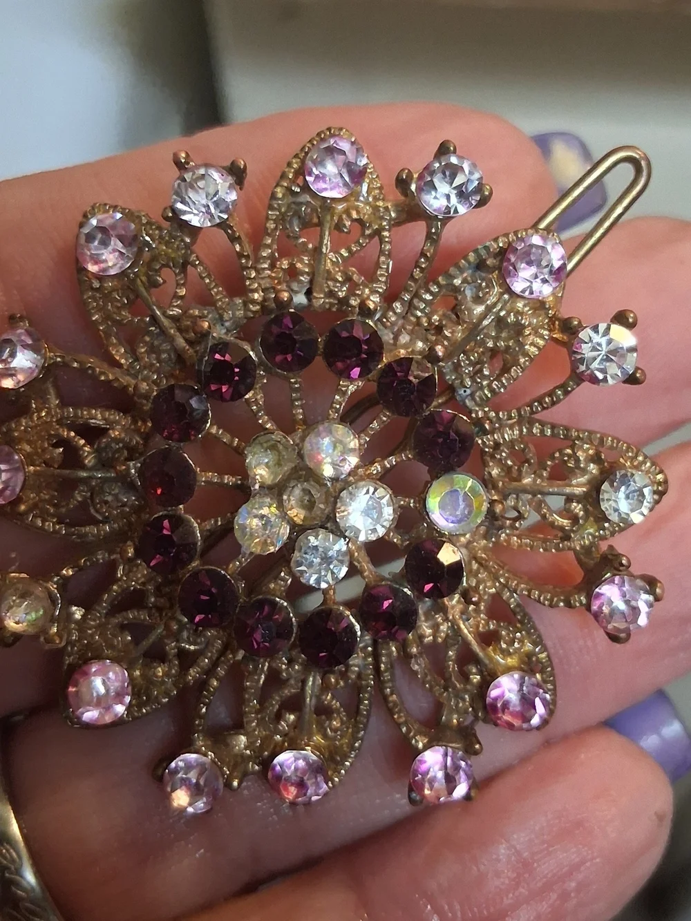 Green Floral Crystal Statement Brooch - Brand: